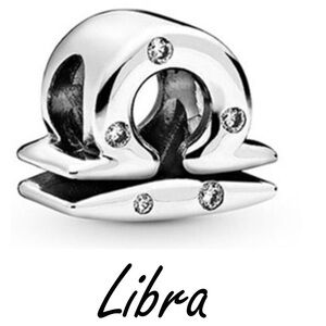 CZ Libra Zodiac Symbol Charm Bead, Compatible Charm Bracelets/Pandora